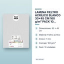 LAMINA FIELTRO ACRÍLICO BLANCO 30x45 CM 160 g/m² PACK 10 UNIDADES INNSPIRO - características principales