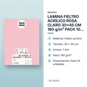 LAMINA FIELTRO ACRÍLICO ROSA CLARO 30x45 CM 160 g/m² PACK 10 UNIDADES INNSPIRO - características principales