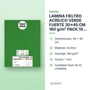 LAMINA FIELTRO ACRÍLICO VERDE FUERTE 30x45 CM 160 g/m² PACK 10 UNIDADES INNSPIRO - características principales