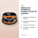 INTENSO CD-R 700MB 52X PRINTABLE TARRINA 25 UNIDADES - características principales