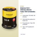 INTENSO CD-R 700MB-80MIN TUBO 100 UNIDADES - características principales