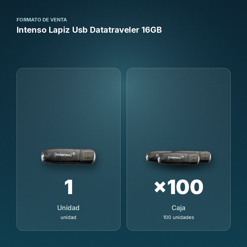 INTENSO LAPIZ USB DATATRAVELER 16GB - formato de venta: caja de 100