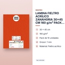 LAMINA FIELTRO ACRÍLICO ZANAHORIA 30x45 CM 160 g/m² PACK 10 UNIDADES INNSPIRO - características principales