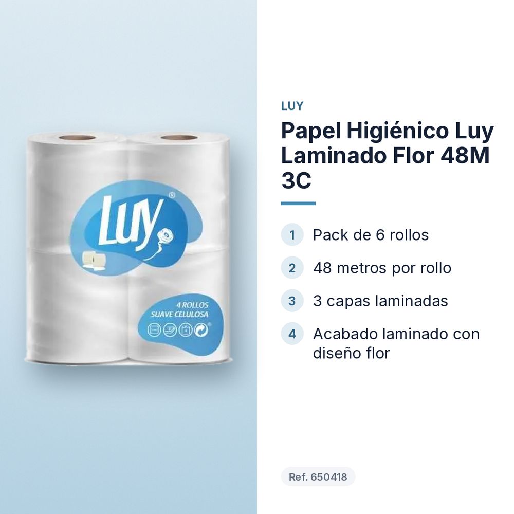 PAPEL HIGIÉNICO LUY LAMINADO FLOR 48M  3C - características principales
