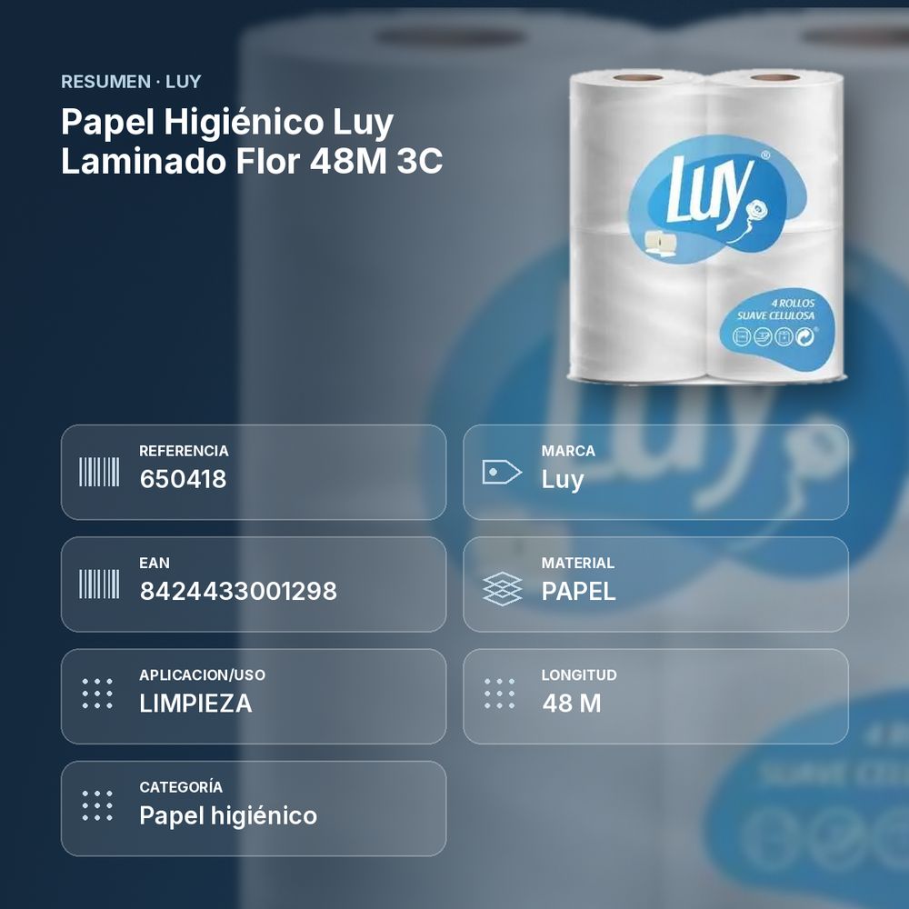 PAPEL HIGIÉNICO LUY LAMINADO FLOR 48M  3C - resumen de atributos