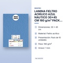 LAMINA FIELTRO ACRÍLICO AZUL NAUTICO 30x45 CM 160 g/m² PACK 10 UNIDADES INNSPIRO - características principales