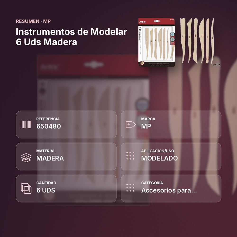 INSTRUMENTOS DE MODELAR 6 UDS MADERA - resumen de atributos