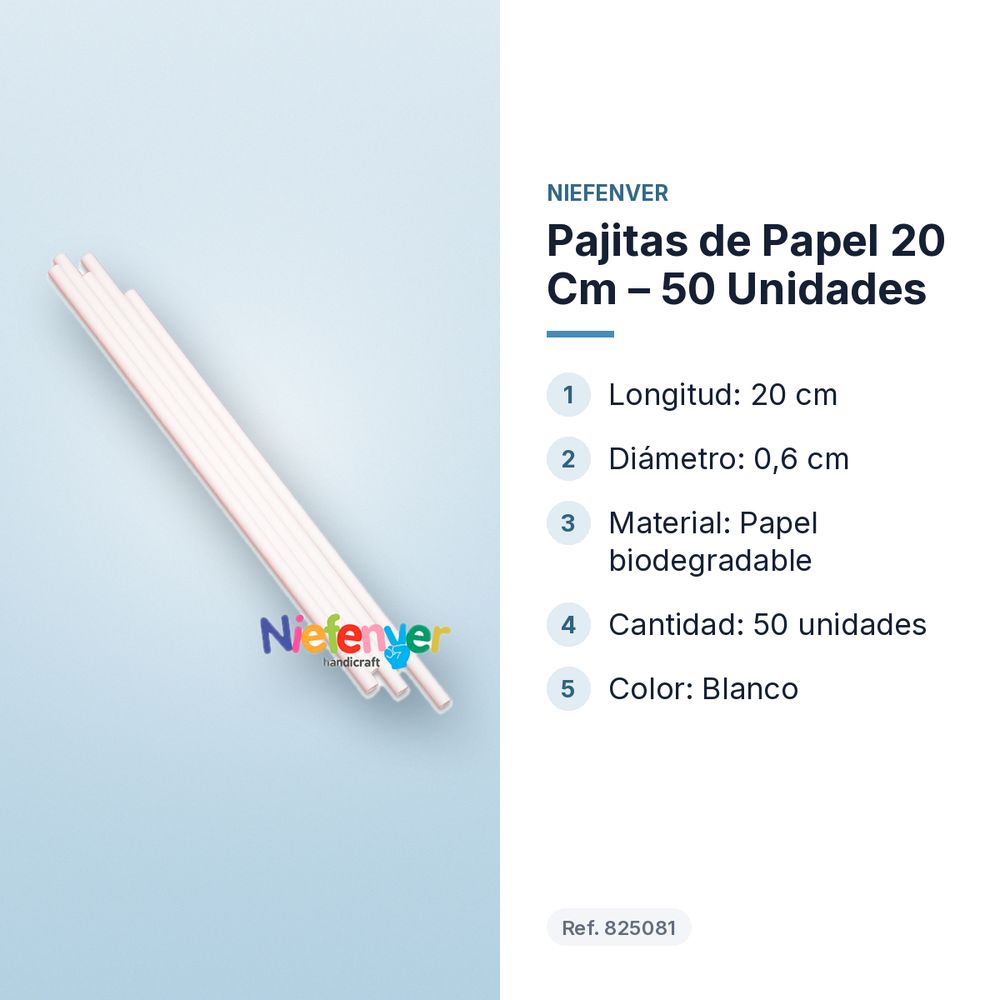 PAJITAS DE PAPEL 20 CM – 50 UNIDADES - características principales