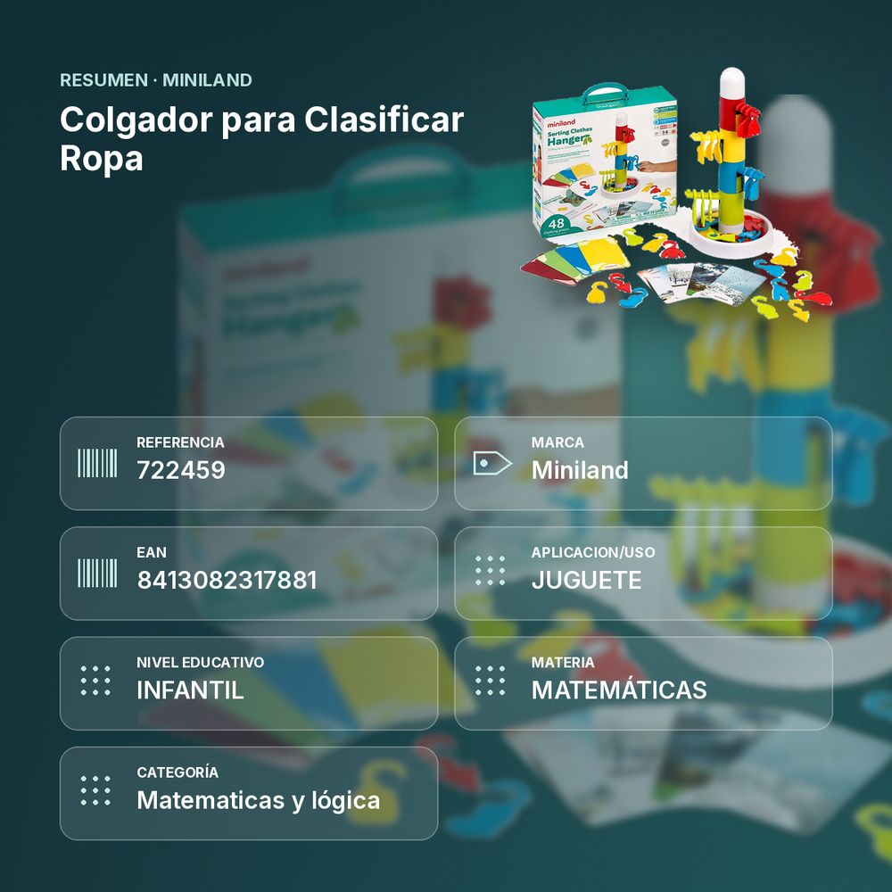 COLGADOR PARA CLASIFICAR ROPA - resumen de atributos