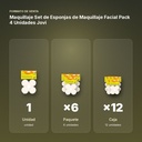 MAQUILLAJE SET DE ESPONJAS DE MAQUILLAJE FACIAL PACK 4 UNIDADES JOVI - formato de venta: paquete de 6, caja de 12