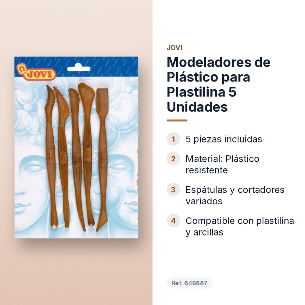 MODELADORES DE PLÁSTICO PARA PLASTILINA 5 UNIDADES - características principales