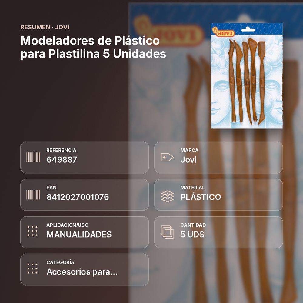 MODELADORES DE PLÁSTICO PARA PLASTILINA 5 UNIDADES - resumen de atributos
