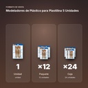 MODELADORES DE PLÁSTICO PARA PLASTILINA 5 UNIDADES - formato de venta: paquete de 12, caja de 24