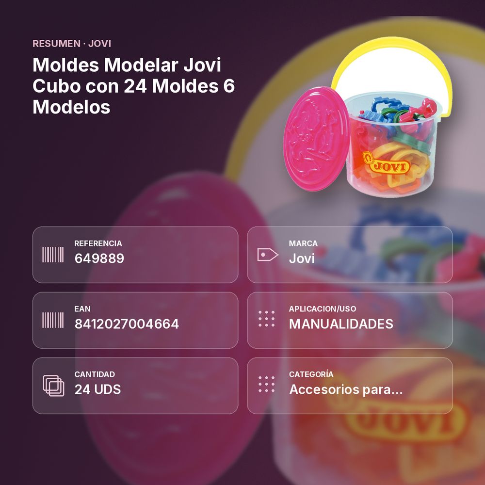MOLDES MODELAR JOVI CUBO CON 24 MOLDES 6 MODELOS - resumen de atributos