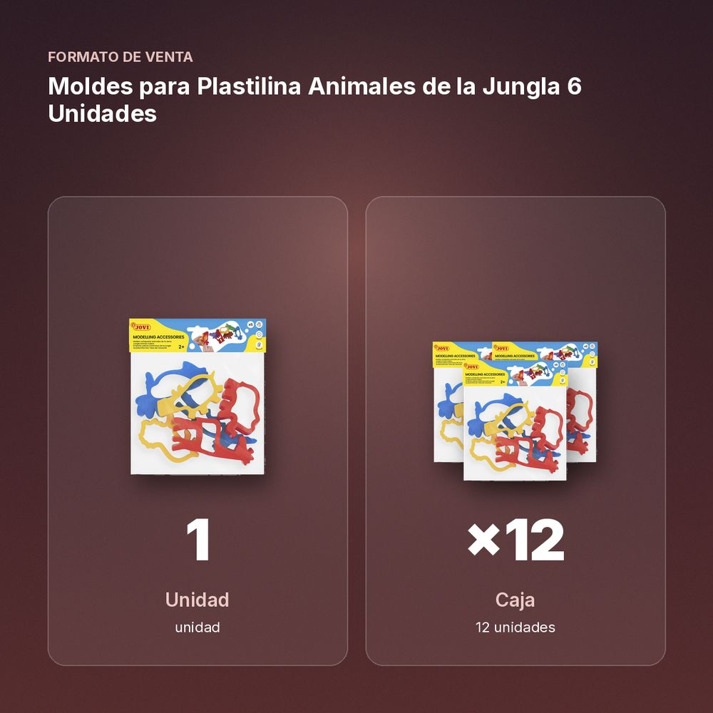 MOLDES PARA PLASTILINA ANIMALES DE LA JUNGLA 6 UNIDADES - formato de venta: caja de 12