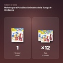 MOLDES PARA PLASTILINA ANIMALES DE LA JUNGLA 6 UNIDADES - formato de venta: caja de 12