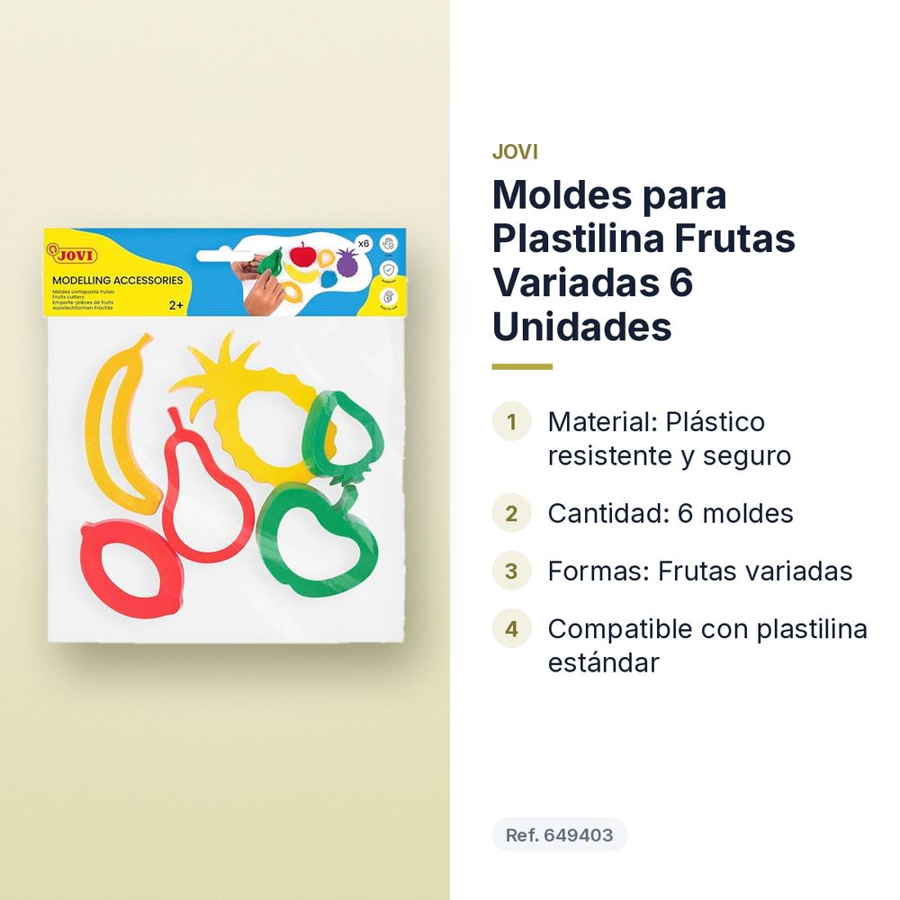 MOLDES PARA PLASTILINA FRUTAS VARIADAS 6 UNIDADES - características principales