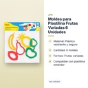 MOLDES PARA PLASTILINA FRUTAS VARIADAS 6 UNIDADES - características principales