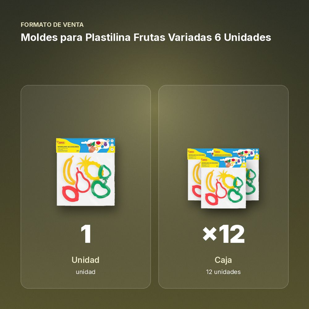 MOLDES PARA PLASTILINA FRUTAS VARIADAS 6 UNIDADES - formato de venta: caja de 12