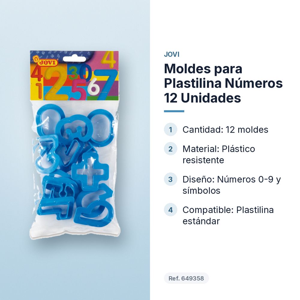 MOLDES PARA PLASTILINA NÚMEROS 12 UNIDADES - características principales