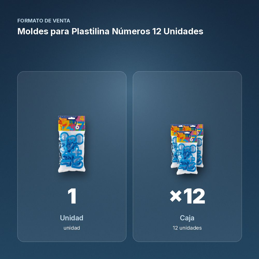 MOLDES PARA PLASTILINA NÚMEROS 12 UNIDADES - formato de venta: caja de 12