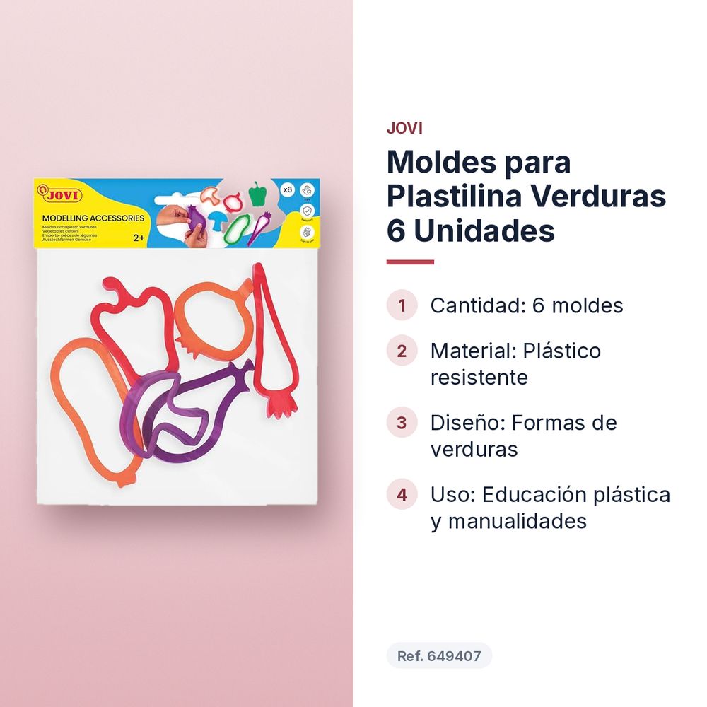 MOLDES PARA PLASTILINA VERDURAS 6 UNIDADES - características principales