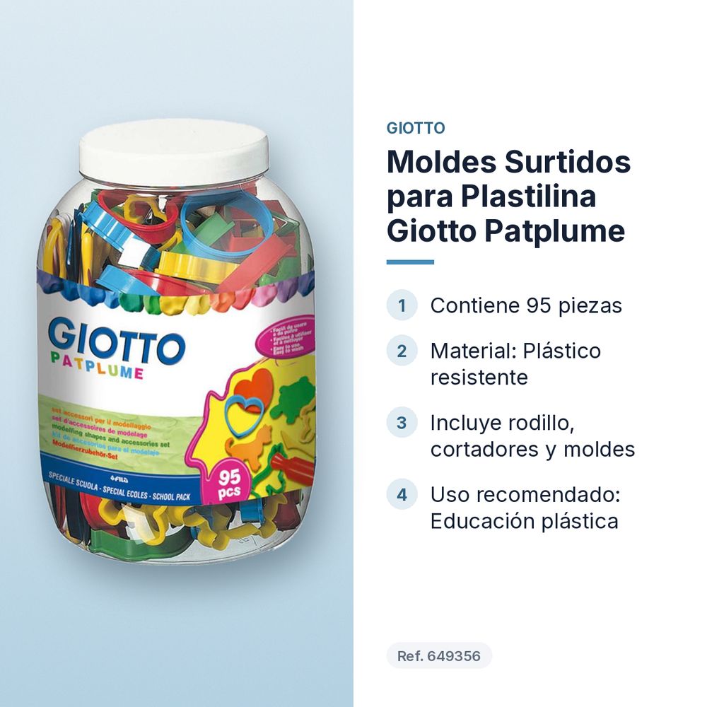 MOLDES SURTIDOS PARA PLASTILINA GIOTTO PATPLUME - características principales