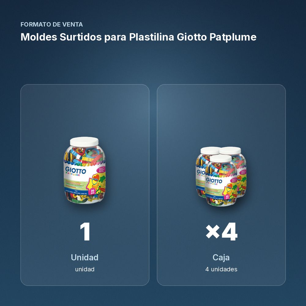 MOLDES SURTIDOS PARA PLASTILINA GIOTTO PATPLUME - formato de venta: caja de 4