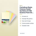 CARTULINAS RAYLU COLORES PASTEL SURTIDOS A3 180 GRAMOS PACK 50 HOJAS RAYLU - características principales