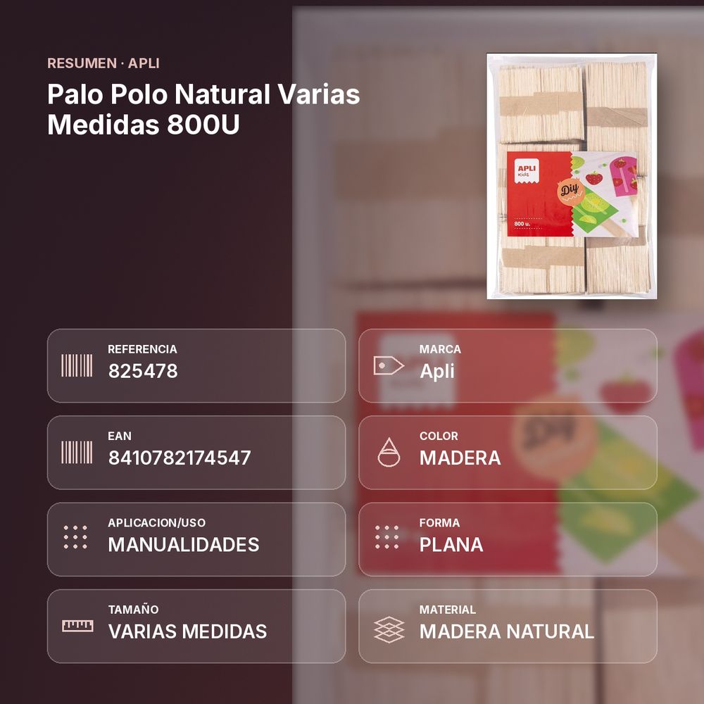 PALO POLO NATURAL VARIAS MEDIDAS 800U - resumen de atributos