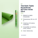 TELA ROLLO TEJIDO ROYAL BONDY 80X25M VERDE OLIVA - características principales