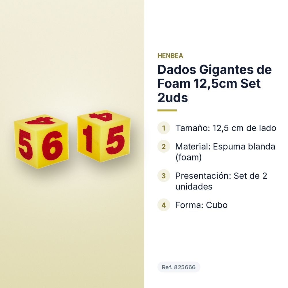 DADOS GIGANTES DE FOAM 12,5CM SET 2UDS - características principales