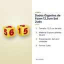 DADOS GIGANTES DE FOAM 12,5CM SET 2UDS - características principales