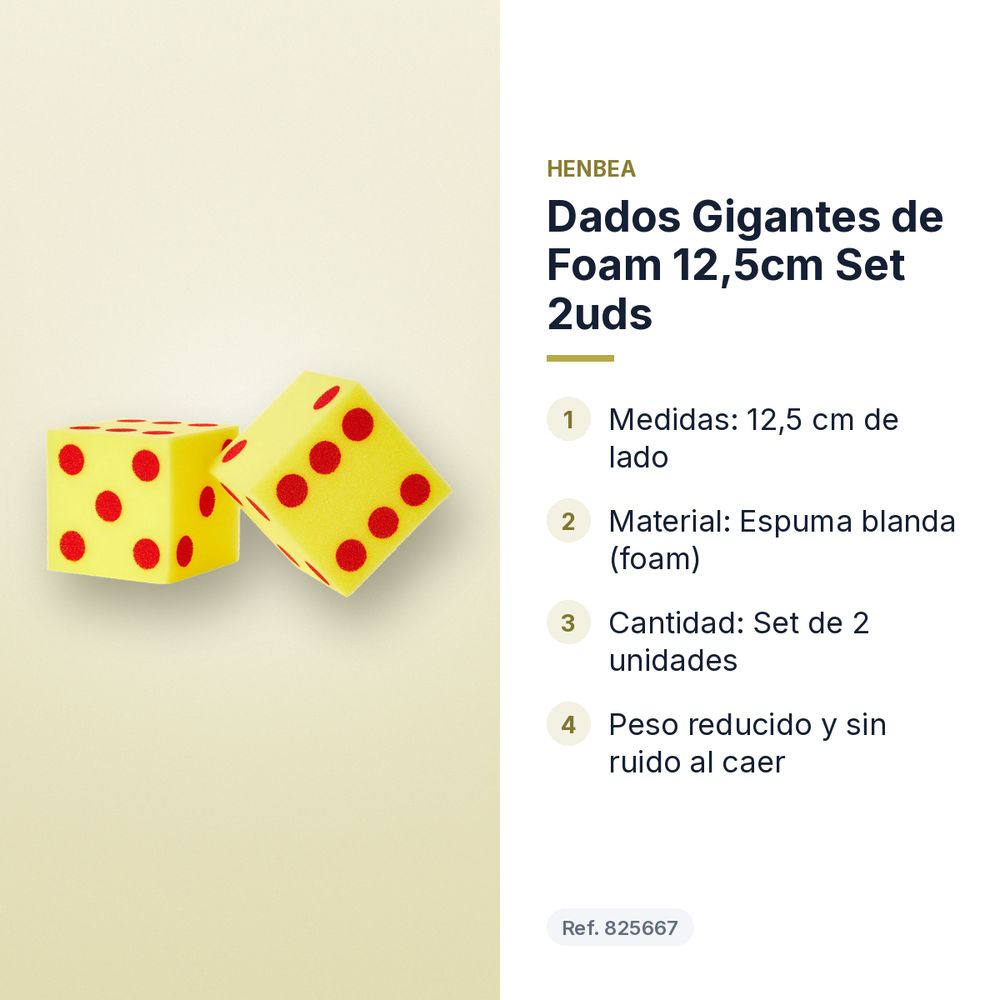DADOS GIGANTES DE FOAM 12,5CM SET 2UDS - características principales