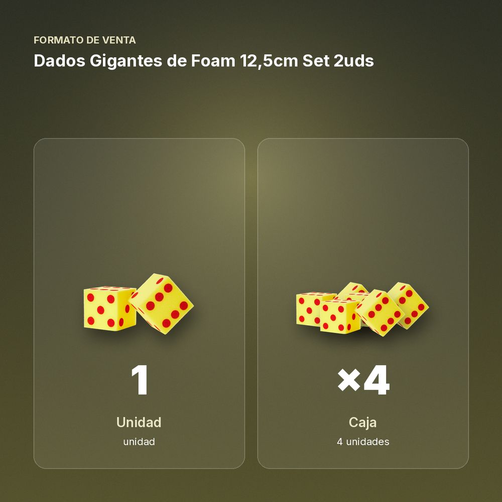 DADOS GIGANTES DE FOAM 12,5CM SET 2UDS - formato de venta: caja de 4