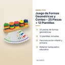 JUEGO DE FORMAS GEOMÉTRICAS Y CONTEO – 25 PIEZAS + 12 PLANTILLAS - características principales