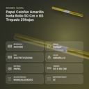 PAPEL CELOFÁN AMARILLO INETA ROLLO 50 CM × 65 TREPADO 25HOJAS - resumen de atributos
