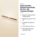 PAPEL CELOFÁN NARANJA INETA ROLLO 50 CM × 65 TREPADO 25HOJAS - características principales