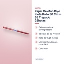 PAPEL CELOFÁN ROJO INETA ROLLO 50 CM × 65 TREPADO 25HOJAS - características principales