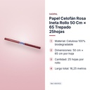 PAPEL CELOFÁN ROSA INETA ROLLO 50 CM × 65 TREPADO 25HOJAS - características principales