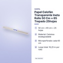 PAPEL CELOFÁN TRANSPARENTE INETA ROLLO 50 CM × 65 TREPADO 25HOJAS - características principales