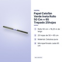 PAPEL CELOFÁN VERDE INETA ROLLO 50 CM × 65 TREPADO 25HOJAS - características principales