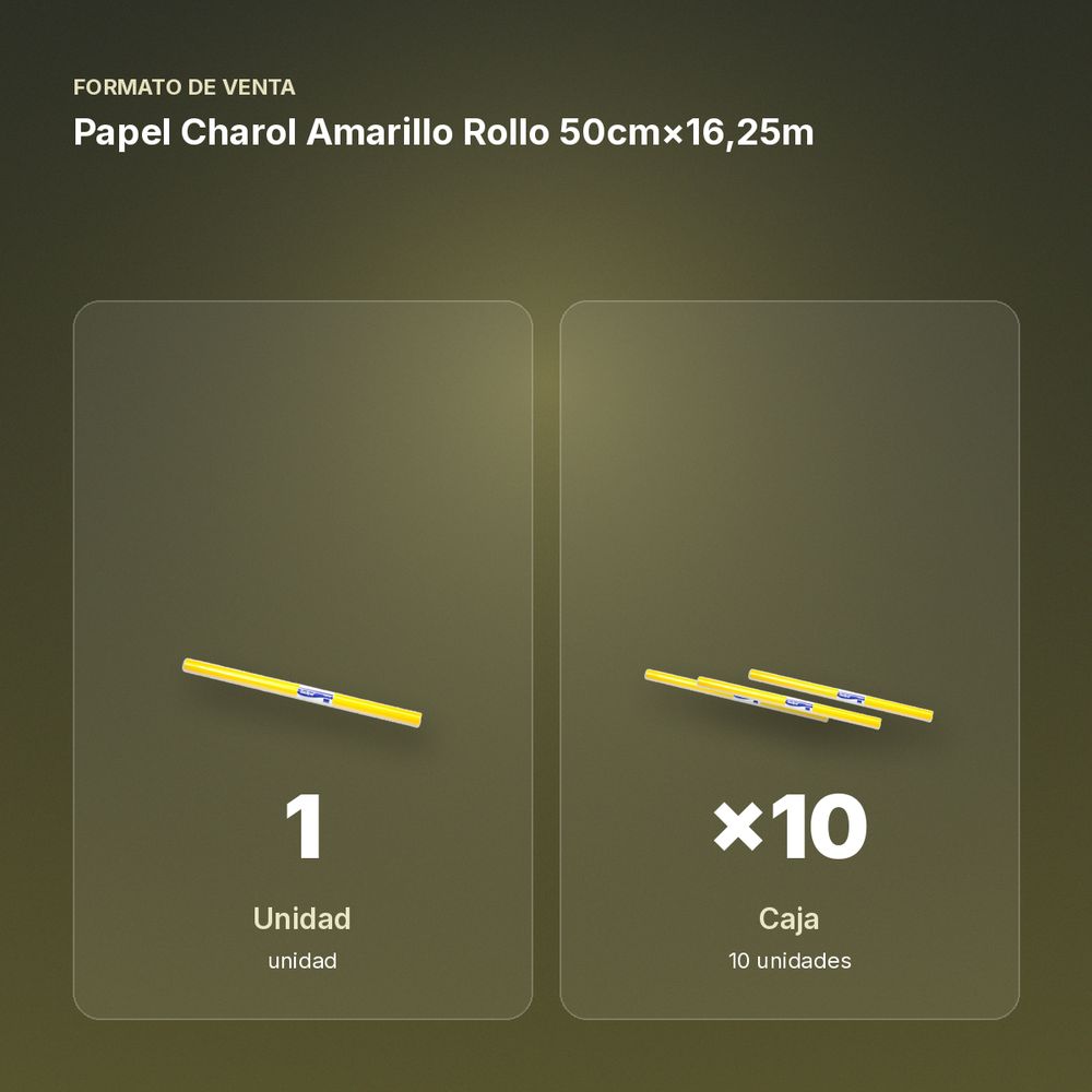 PAPEL CHAROL AMARILLO  ROLLO 50CM×16,25M - formato de venta: caja de 10