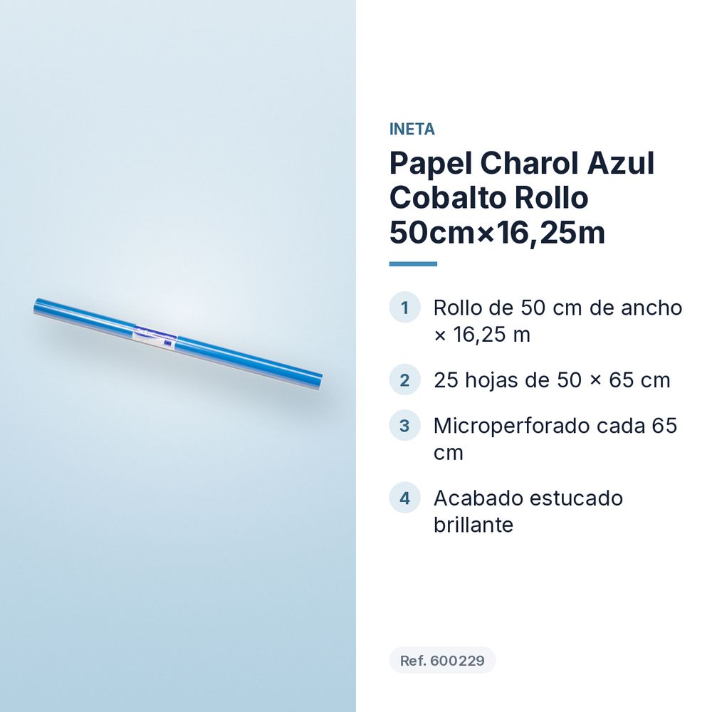 PAPEL CHAROL AZUL COBALTO ROLLO 50CM×16,25M - características principales