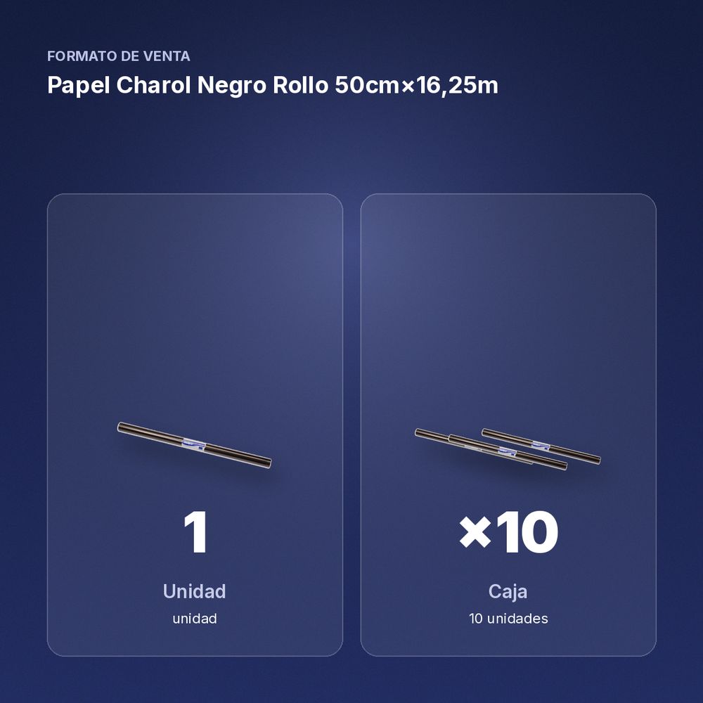 PAPEL CHAROL NEGRO ROLLO 50CM×16,25M - formato de venta: caja de 10