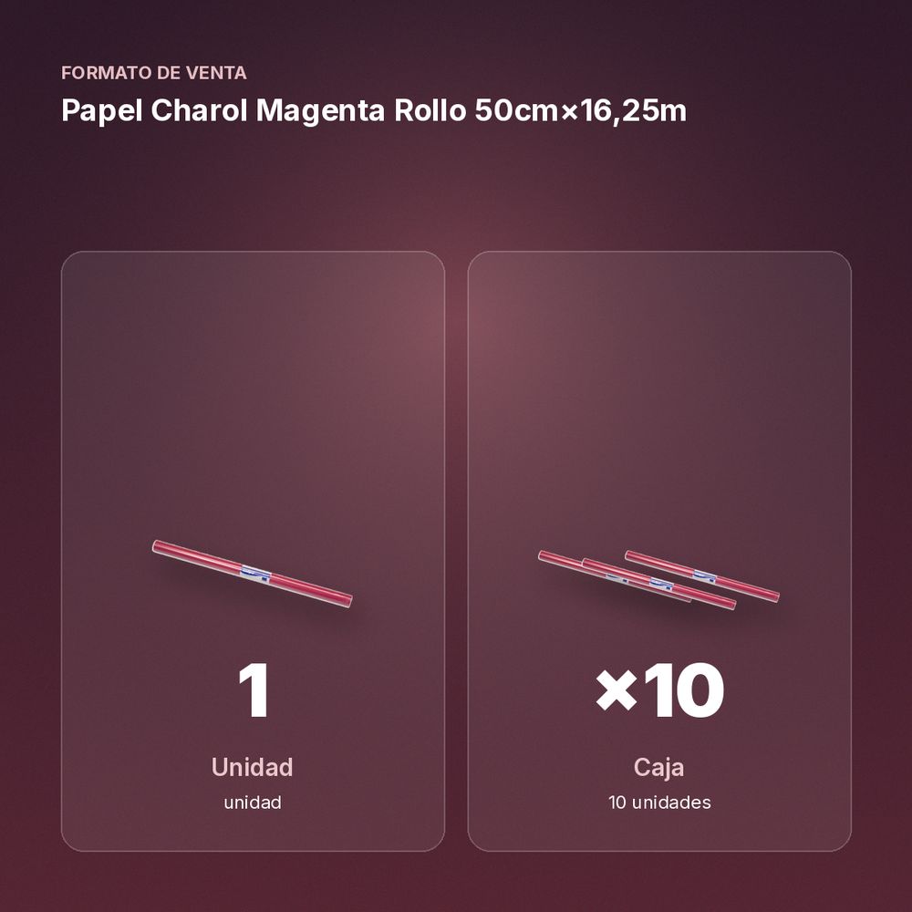 PAPEL CHAROL MAGENTA ROLLO 50CM×16,25M - formato de venta: caja de 10