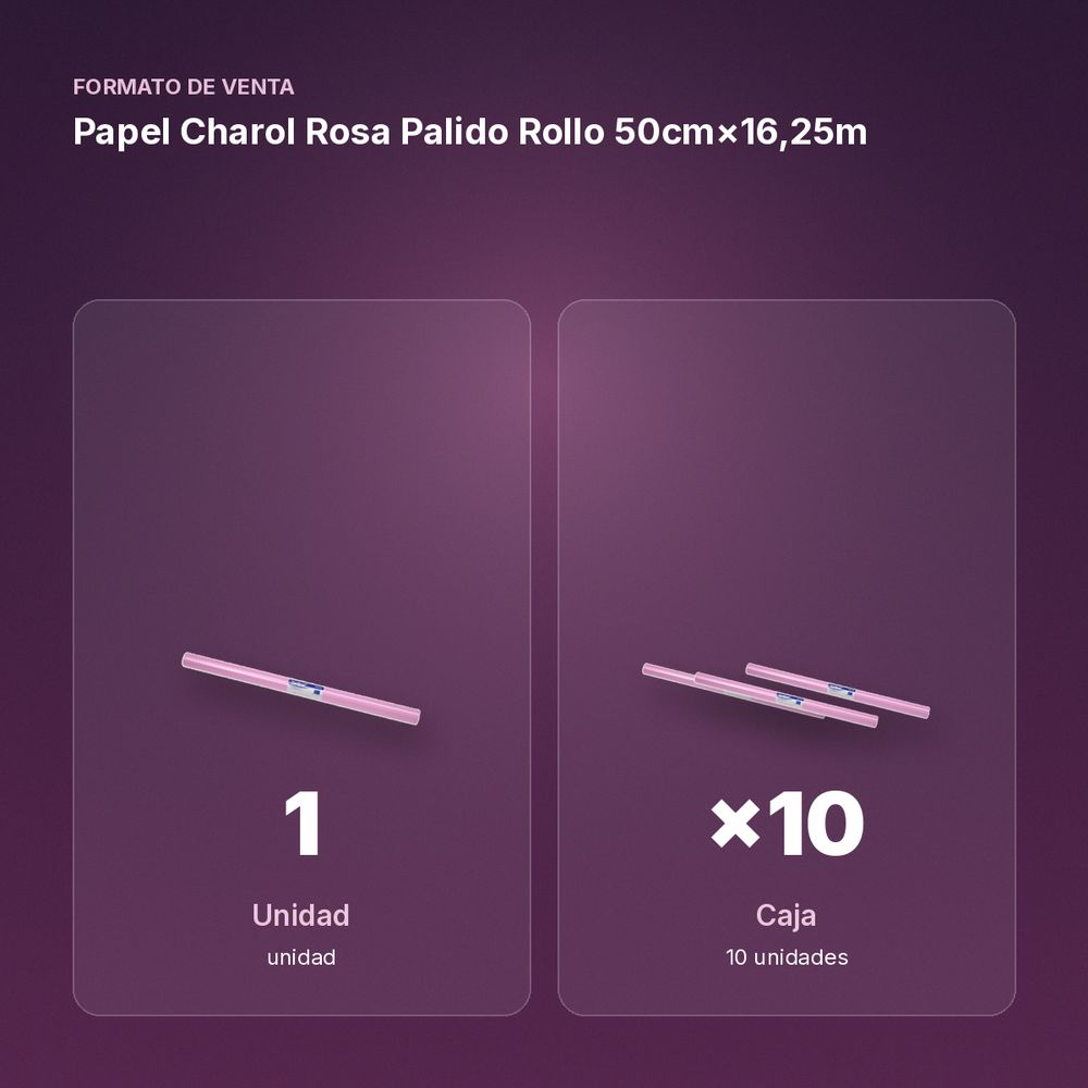 PAPEL CHAROL ROSA PALIDO ROLLO 50CM×16,25M - formato de venta: caja de 10