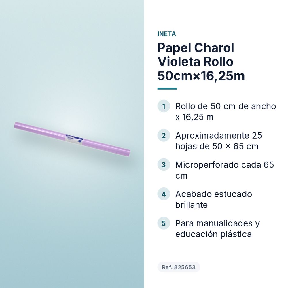 PAPEL CHAROL VIOLETA ROLLO 50CM×16,25M - características principales