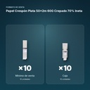 PAPEL CRESPÓN PLATA 50×2M 60G CREPADO 70% INETA  - formato de venta: caja de 10
