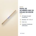 PAPEL DE ALUMINIO ORO 25 HOJAS 50x65CM - características principales